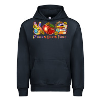 Navy peace love teach Urban Hoodie - texasbilliewilder