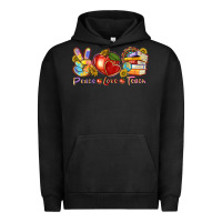 Pigment Black peace love teach Urban Hoodie - texasbilliewilder