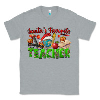 Heather Grey Santa's Favorite Teacher Classic Tee - FaDigitalArtStudio