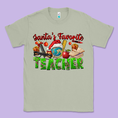 Santa's Favorite Teacher Classic Tee Designed By Fadigitalartstudio