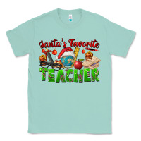 Seafoam Santa's Favorite Teacher Classic Tee - FaDigitalArtStudio