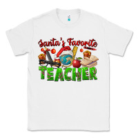 White Santa's Favorite Teacher Classic Tee - FaDigitalArtStudio