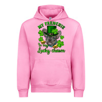 Fuchsia Pink st.patrick's day my french bulldog is my lucky charm Urban Hoodie - RanaPortraitStore