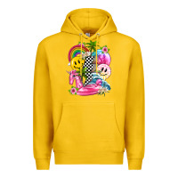 Lemon summer smile face and beach vibes with rainbow tbw Premium Hoodie - texasbilliewilder