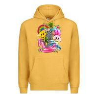 Mustard summer smile face and beach vibes with rainbow tbw Premium Hoodie - texasbilliewilder