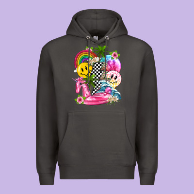 Summer Smile Face And Beach Vibes With Rainbow Tbw Premium Hoodie Designed By Texasbilliewilder
