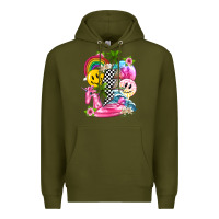 Army Green summer smile face and beach vibes with rainbow tbw Premium Hoodie - texasbilliewilder