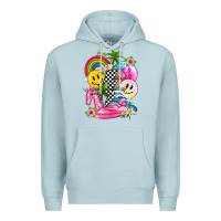 Blue Mist summer smile face and beach vibes with rainbow tbw Premium Hoodie - texasbilliewilder