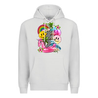 Dove Grey summer smile face and beach vibes with rainbow tbw Premium Hoodie - texasbilliewilder