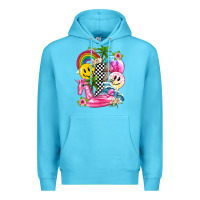 Ocean Blue summer smile face and beach vibes with rainbow tbw Premium Hoodie - texasbilliewilder