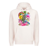 Pale Pink summer smile face and beach vibes with rainbow tbw Premium Hoodie - texasbilliewilder