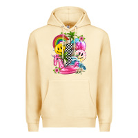 Pina Colada summer smile face and beach vibes with rainbow tbw Premium Hoodie - texasbilliewilder