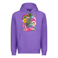 Purple summer smile face and beach vibes with rainbow tbw Premium Hoodie - texasbilliewilder