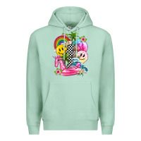 Seafoam summer smile face and beach vibes with rainbow tbw Premium Hoodie - texasbilliewilder