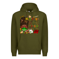 Army Green messy bun face mask & getting stuff done  #nurselife Premium Hoodie - Zillion Design Studio