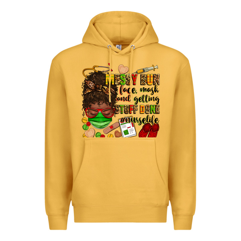 Messy Bun Face Mask & Getting Stuff Done  #nurselife Premium Hoodie by Zillion Design Studio | Teevron