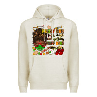 Oatmeal Heather messy bun face mask & getting stuff done  #nurselife Premium Hoodie - Zillion Design Studio