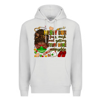 Dove Grey messy bun face mask & getting stuff done  #nurselife Premium Hoodie - Zillion Design Studio
