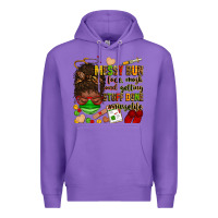 Purple messy bun face mask & getting stuff done  #nurselife Premium Hoodie - Zillion Design Studio