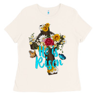 He Is Rısen With Cross And Butterfly Ladies Tee | Teevron