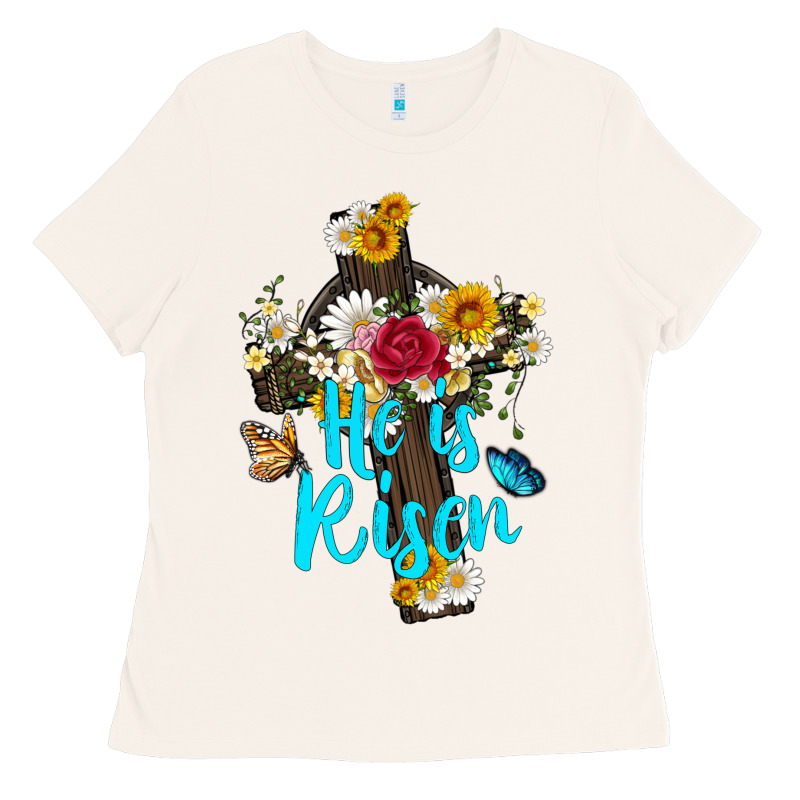 He Is Rısen With Cross And Butterfly Ladies Tee by Artiststas | Teevron