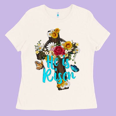 He Is Rısen With Cross And Butterfly Ladies Tee Designed By Artiststas