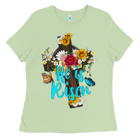 Matcha he is rısen with cross and butterfly Ladies Tee - Artiststas