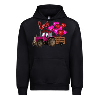 Black valentine's day pink tractor with pin heart balloons Urban Hoodie - RanaPortraitStore