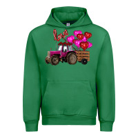 Emerald valentine's day pink tractor with pin heart balloons Urban Hoodie - RanaPortraitStore