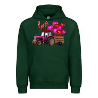 Foreset Green valentine's day pink tractor with pin heart balloons Urban Hoodie - RanaPortraitStore