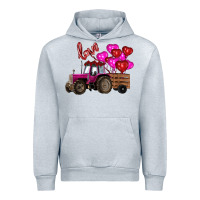 Heather Grey valentine's day pink tractor with pin heart balloons Urban Hoodie - RanaPortraitStore