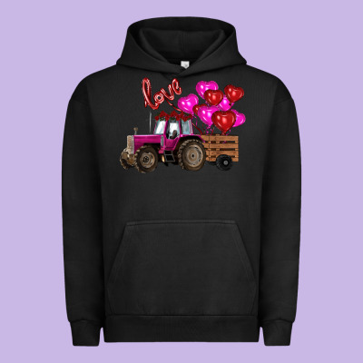 Valentine's Day Pink Tractor With Pin Heart Balloons Urban Hoodie Designed By Ranaportraitstore