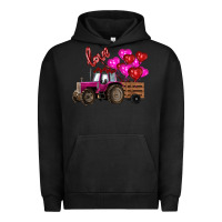 Pigment Black valentine's day pink tractor with pin heart balloons Urban Hoodie - RanaPortraitStore
