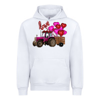 White valentine's day pink tractor with pin heart balloons Urban Hoodie - RanaPortraitStore