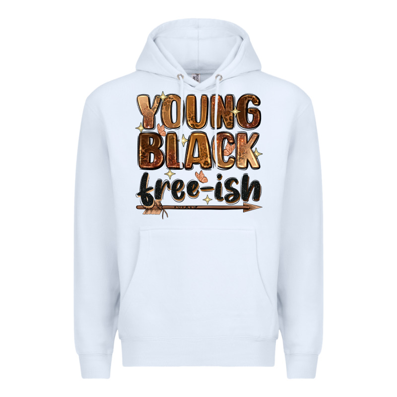 Young Black Free Ish Premium Hoodie by Zillion Design Studio | Teevron