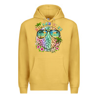 Antique Gold summer vibes with smile face and leopard Premium Hoodie - texasbilliewilder