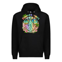 Black summer vibes with smile face and leopard Premium Hoodie - texasbilliewilder