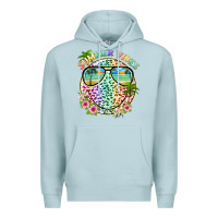 Blue Mist summer vibes with smile face and leopard Premium Hoodie - texasbilliewilder