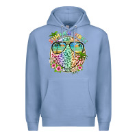 Colony Blue summer vibes with smile face and leopard Premium Hoodie - texasbilliewilder