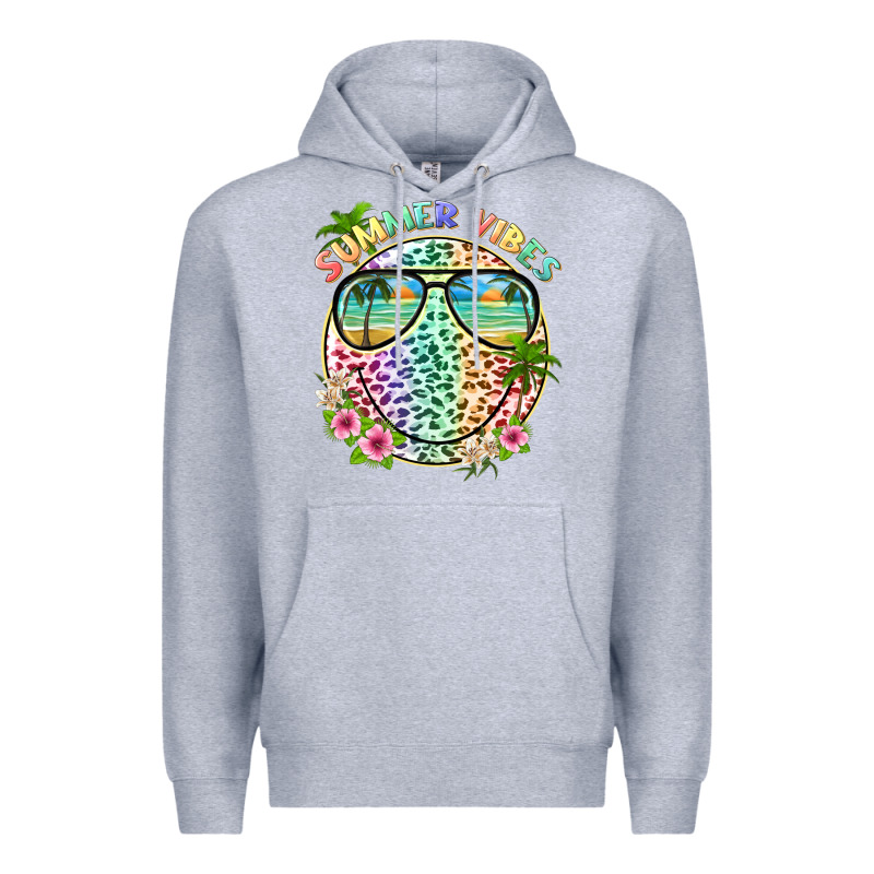 Summer Vibes With Smile Face And Leopard Premium Hoodie by texasbilliewilder | Teevron