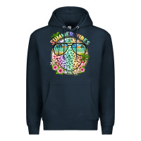 Navy summer vibes with smile face and leopard Premium Hoodie - texasbilliewilder