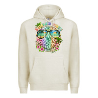 Oatmeal Heather summer vibes with smile face and leopard Premium Hoodie - texasbilliewilder