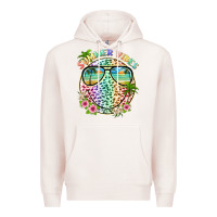 Pale Pink summer vibes with smile face and leopard Premium Hoodie - texasbilliewilder