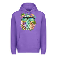 Purple summer vibes with smile face and leopard Premium Hoodie - texasbilliewilder