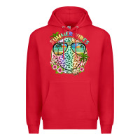 Red summer vibes with smile face and leopard Premium Hoodie - texasbilliewilder