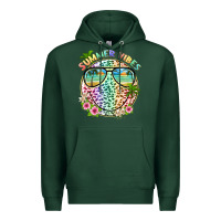 Sports Green summer vibes with smile face and leopard Premium Hoodie - texasbilliewilder