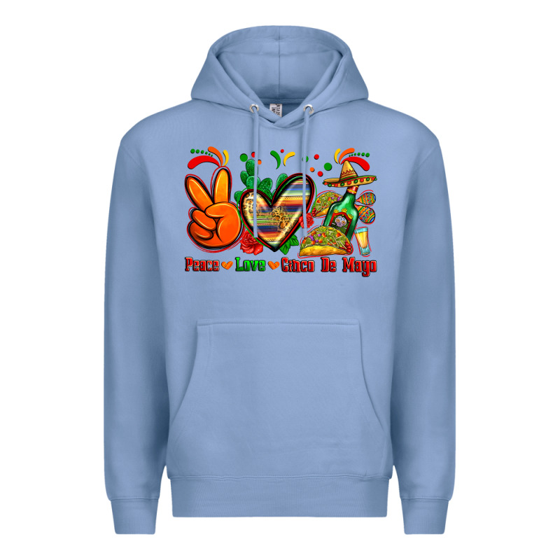 Peace Love Cinco De Mayo Premium Hoodie by Zillion Design Studio | Teevron