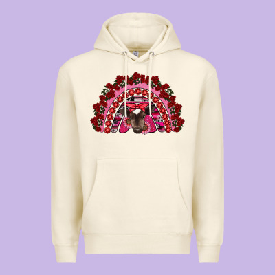 Valentine's Day Baby Cow Rainbow Premium Hoodie Designed By Ranaportraitstore