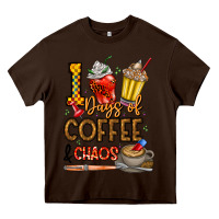 Chocolate Brown 100. Days Of Coffee  Chaos Heavy Core Tee - CowhideDigitalArt