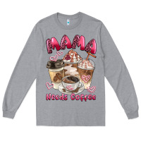 Heather Grey mama needs coffee Long Sleeve Tee - BarkalooDesign